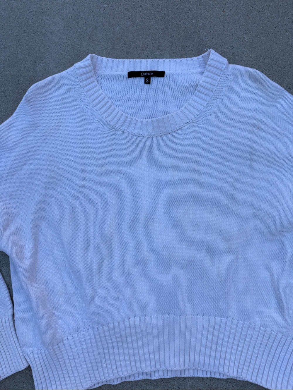 Quince White Organic Cotton Knit Long-Sleeve Sweater Coastal Size Small - Picture 2 of 7